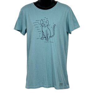 Life Is Good Womens Crusher Tee Love Of A Cat Blue Size Medium M NWT New